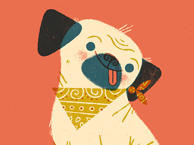 Sometimes I feel like a pug anthropomorphizing dog illustration limited palette overlay printing pug