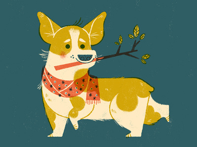 Other times I feel like a corgi anthropomorphizing corgi dog illustration limited palette