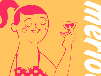 merlot beach design illustration polka dot wine yellow