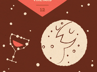 Noir label illustration wine moon constellation