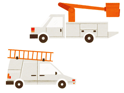 trucks and vans cherry picker construction ladder truck van