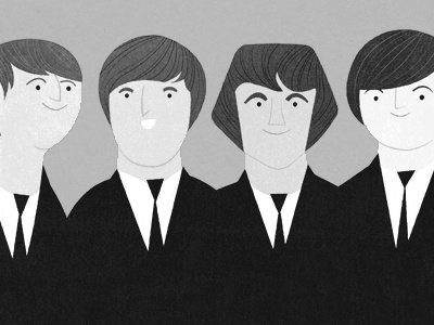fab four black and white characters illustration