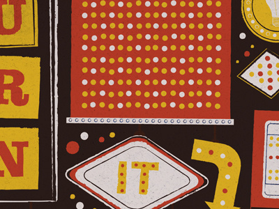 lights! signs! brown dots illustration lights red signs yellow