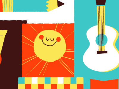 Gowanus gowanus guitar illustration pattern pencil sun