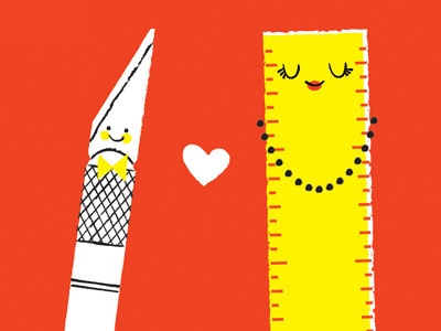 love! illustration love ruler xacto knife