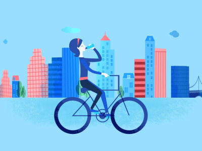Home & Health animated gif bike buildings buscarons city discovery flat girl health home superestudio vector