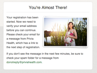 Check Email Message in Registration Process