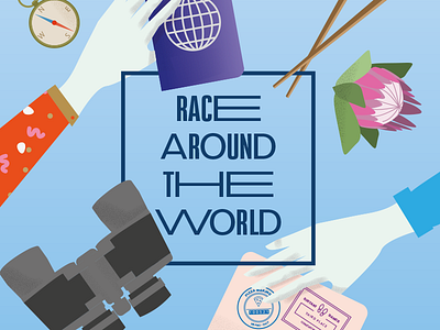 Race Around the World concept entertainment game illustration
