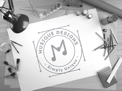 M + Music + Pencil design logo m music musique pencil personal logo