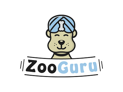 Zoo Guru bone character cute dog guru logo paw pet zoo