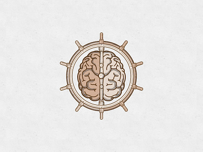 Brain Ship brain classic clever logo navigation ship smart vintage wheel