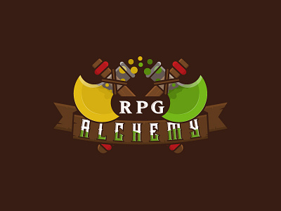 RPG Alchemy alchemy axe badge flask games gaming logo rpg science strategy