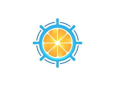 OrangeShip boat food fruits logo navy ocean orange ship water wheel