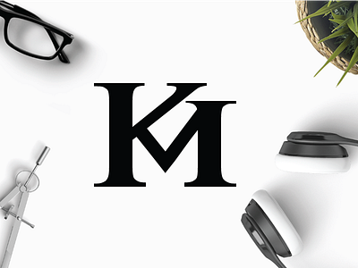 KM clean flat km letters logo luxurious luxury mk monogram simple