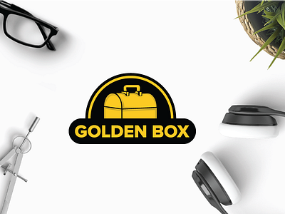 Golden Box black box closed color gold golden intact logo safe treasure yellow