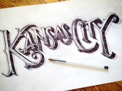Kansas City ballpoint pen hand drawn type hand lettering kansas city sketch typography