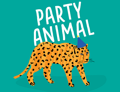 Party Animal Card card card design drawing illustration leopard