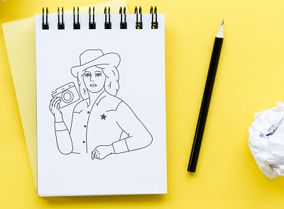 Cowgirl sketch cowgirl drawing illustration illustrator lineart logo design minimal pencil sketch professional logo sketch