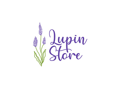 Lupin Store botanical feminine flower flower logo hand drawn hand made logo lupin natural script