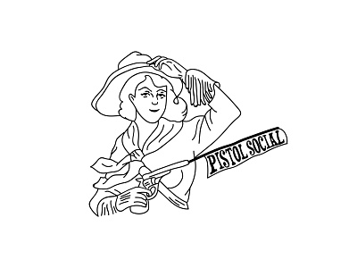 Cowgirl illustration black and white cowgirl design graphic design gun illustration illustrator line art line art logo