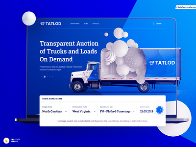 One page | Tatlod logistics company car design forms icon input landing page onepage search ui ux web