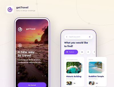 getTravel | Travel app app design travel ui ux