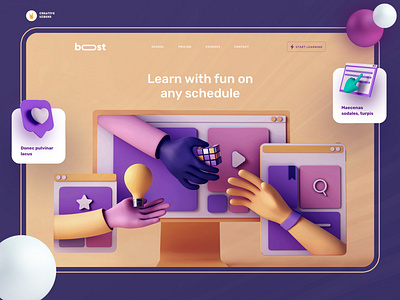 Online Learning Platform | Concept Page 3d art app design education illustration landing page minimal onepage typography ui ux web webdesig