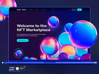 crypt ✦ bozor | NFTs Marketplace app branding design illustration landing page typography ui ux web webdesign