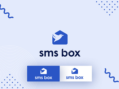 Sms box bird logo blue branding envelop logo logo a day sms