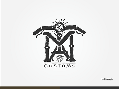 "M.K. Customs" bike customs draw hand lettering texture vintage