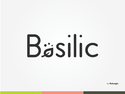"Basilic" basil dots golden leaf line ratio restaurant sign