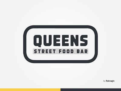 "QUEENS" eat falafel fast food golden logo queens ratio street symbol