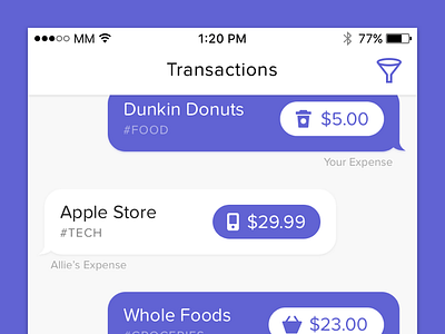 Shared Transactions - Finance App app finance iphone message money shared transactions
