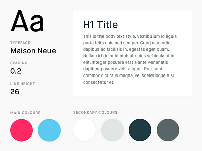Style Guide colours guide h1 maison neue style text typeface ui web