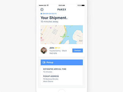 Shipment Info Screen app clean delivery driver ios iphone minimal pickup uber ui uxshipment