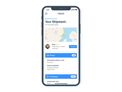 Shipment Info Screen - iPhone X app clean delivery driver ios iphone minimal pickup shipment uber ui ux