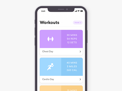 Workout App - iPhone X app clean ios iphone iphone x list minimal ui ux workout