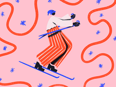 A Skiing Someone 2d abstract color colourful figure flat hat human illustration illustrator person poles ski skiing snow sport stripes texture