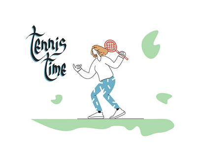 tennis time girl calligraphy cute design graphicdesign illustration illustration art illustration design illustrator lettering minimal sport sports tennis typography vector web web illustration wimbledon