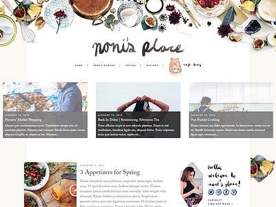 Noni's Place blog design food blog website