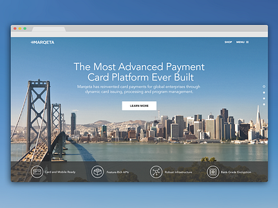 Marqeta Landing flat homepage line icons payments platform responsive vertical scroll