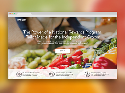 Marqeta Grocery credit card flat grocery icons nav payments platform responsive vertical scroll
