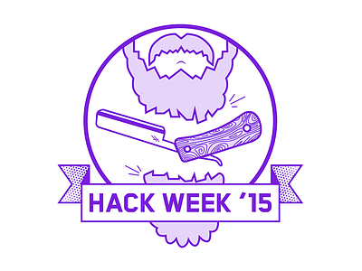 Hack Week! beard blade flat hack halftone hipster illo marqeta purple razor sticker