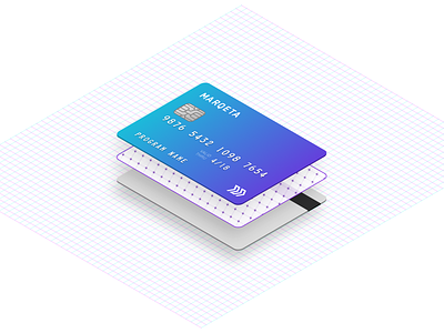 Isometric Card Test 3d credit card emv fintech gradient grid isometric layers marqeta network payments purple