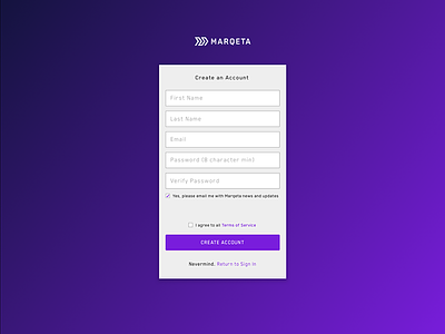 Marqeta On-Boarding credit fintech marqeta on-boarding purple sign up virtual