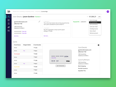 Account Details Refresh account card presentment card ui dashboard fintech marqeta pattern library payments virtual card