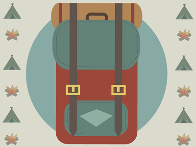 Backpack backpack camping illustration into the wild pattern travel