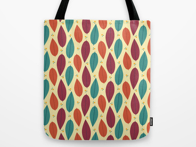 When the leaves come falling down autumn illustration leaf leaves pattern seamless seasonal society6 totebag