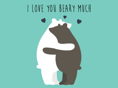 I Love You Beary Much bears cute hearts hugging illustration love valentine vector