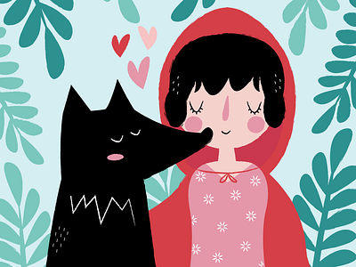 Red riding hood & the wolf character design childrens illustration fairytale illustration wolf